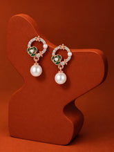 Green Floral Bead Drop Earrings