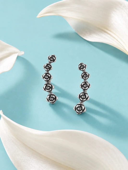 Oxidised Rose Ear Climbers