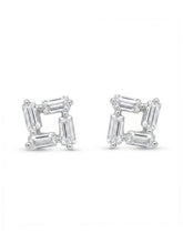 Baguette Frame Square Stud Earrings