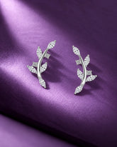 Curved Vine Leaf Stud Earrings