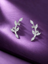 Curved Vine Leaf Stud Earrings