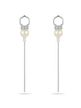 Geometric Ivory Bead Sui Dhaga Earrings