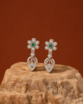 Green Bloom Drop Earrings