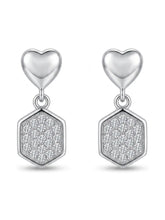 Heart Hexagon Drop Earrings