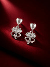 Heart Clover Drop Earrings