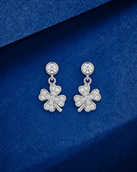 Stone Clover Drop Earrings