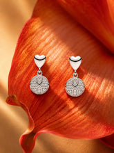 Clear-Stone Heart Medallion Drop Earrings