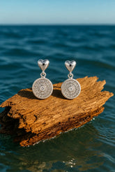Heart Medallion Drop Earrings