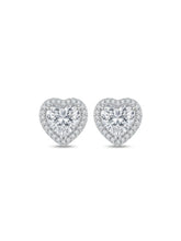 Heart Halo Clear-Stone Stud Earrings
