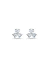 Triple Heart Clear-Stone Stud Earrings