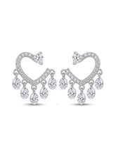 Clear-Stone Heart Chandelier Earrings