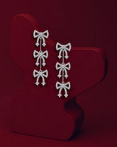 Triple Bow Drop Earrings