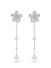 Floral Pearl Chain Earrings