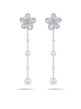 Floral Pearl Chain Earrings