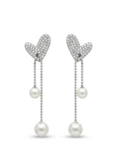 Heart Pearl Chain Earrings
