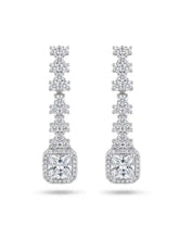 Square Halo Drop Earrings
