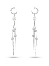 Crescent Pearl Tassel Earrings