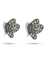 Winged Marcasite Butterfly Stud Earrings