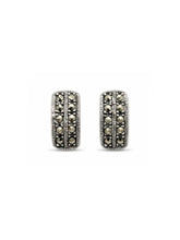 Dark-Detailed Marcasite Grid Stud Earrings