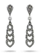 Marcasite Heart Cascade Drop Earrings