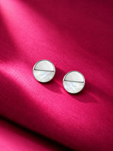 Half-Inlay Round Stud Earrings