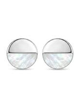 Half-Inlay Round Stud Earrings