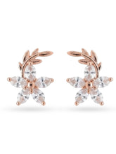 Rose-Gold Plated Floral Sprig Stud Earrings
