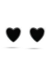 Black Heart Inlay Stud Earrings