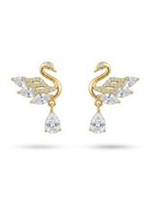 Gold-Tone Swan Drop Earrings