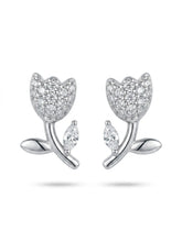 Stone-Set Tulip Stem Stud Earrings