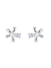 Mixed-Petal Ivory-Orb Stud Earrings