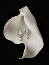 Openwork Lotus Drop Stud Earrings