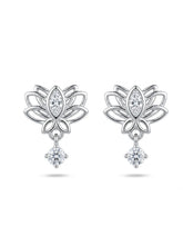 Openwork Lotus Drop Stud Earrings