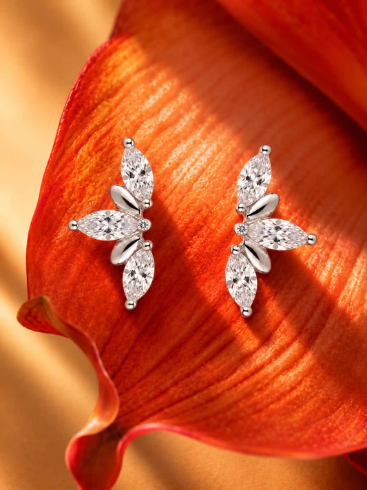 Marquise Leaf Cluster Stud Earrings