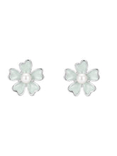 Mint Petal Floral Stud Earrings