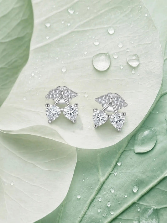 Twin Heart Cherry Stud Earrings