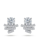 Tiered Ribbon Clear-Stone Stud Earrings