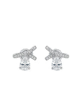 Bow And Twin-Stone Stud Earrings