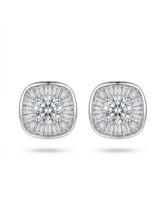 Cushion Sunburst Clear-Stone Stud Earrings