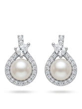 Teardrop Halo Ivory-Orb Stud Earrings