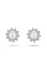 Ivory Bead Sunburst Stud Earrings