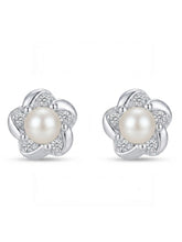 Petal Swirl Ivory-Orb Stud Earrings
