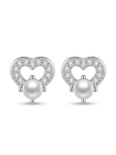 Open Heart Ivory-Orb Stud Earrings