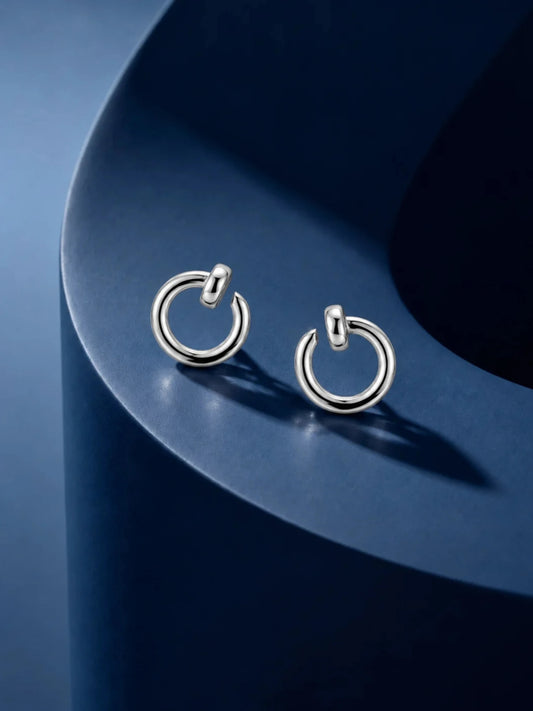 Sculptural Open Ring Stud Earrings