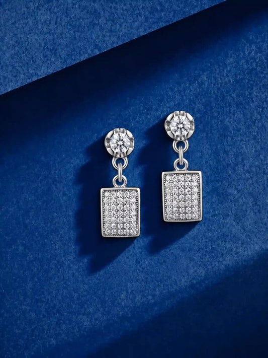 Rectangular Pavé Drop Earrings