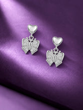 Clear-Stone Heart Butterfly Drop Earrings