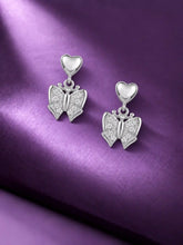 Clear-Stone Heart Butterfly Drop Earrings