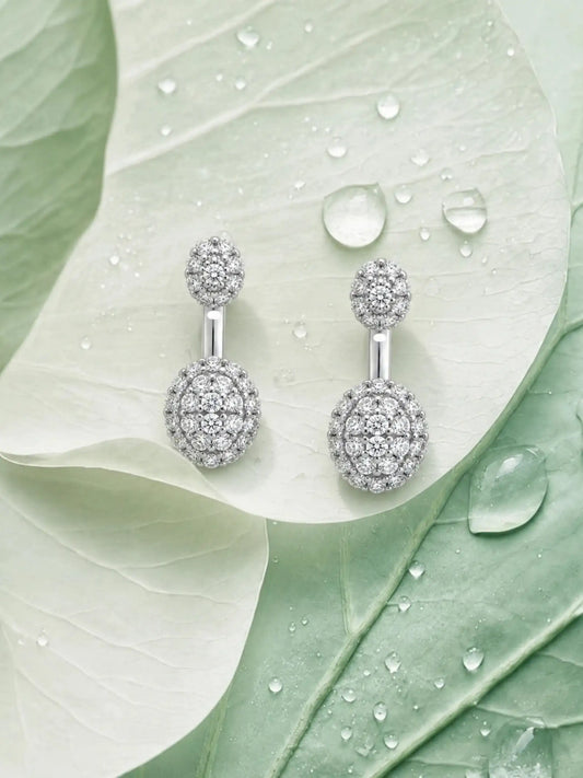 Double Halo Ear Jacket Stud Earrings