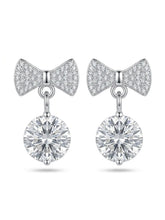 Crystal Bow Drop Stud Earrings