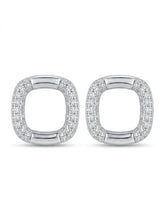 Open Cushion Clear-Stone Stud Earrings
